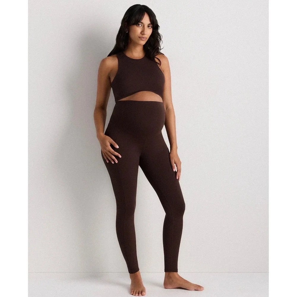 Quince Ultra-Form Maternity Pocket Leggings Espresso Brown Size M 28